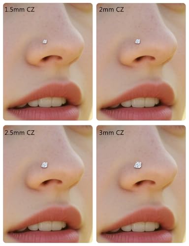 18G 20G 22G Round Cubic Zirconia Nose Rings Studs for Women Men 316L Stainless Surgical Steel Nose Ring Stud Piercing Jewelry Silver Gold Clear CZ 1.5mm 2mm 2.5mm 3mm - style: 24G (Thin) Straight Silver