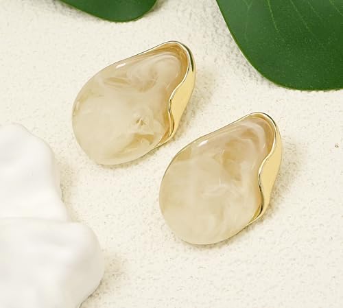 Acrylic Earrings for Women Irregular Resin Drop Earrings Metal Waterdrop Earring - color: White