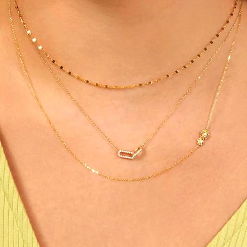 Zeffy Diamond Necklaces for Women, Dainty Gold Necklace 18k Gold Plated Layered Necklaces Simple Gold CZ Diamond Pendant Necklaces for Women Trendy Jewelry Gifts for Girls - color: Gold Diamond Paperclip Necklace