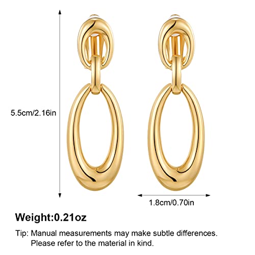MUYAN Gold Clip On Drop Earrings for Women Non Piercing Dangle Earrings Fashion Jewelry - color: E Clip Gold