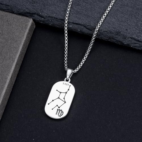 SIMONLY Zodiac Necklace 925 Sterling Silver Constellation Necklace Zodiac Sign Necklaces Horoscope Jewelry Christmas Birthday Astrology Gifts for Women Men Unisex - style: Virgo
