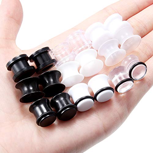 Lcolyoli Screw Fit Ear Gauges Kit Acrylic Tunnel Expander Stretcher Earrings Ultra Thin Silicone Ear Skin Flexible Flesh Earlobe Plugs Body Piercing Jewelry Set for Women Men 2G-00G 9 Pairs - style: c: 18Pcs-3 Colors-00G