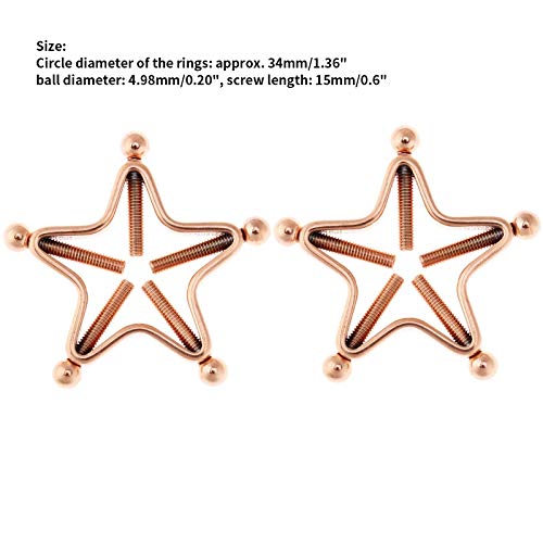 1 Pair Adults Non-Piercings Nipple Shield Adjustable Body Piercing Geometric Stars Nipple Clamp Ring Body Jewelry - color: #1 Rose Gold
