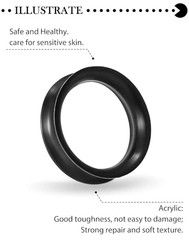 10G-50mm Thin Black Silicone Ear Gauges Tunnels Rubber Ear Plugs Gauges Double Flared Flexible Tunnel Earrings for Women Men - color: 28mm = 1 1/8 inch = 1.1 inch