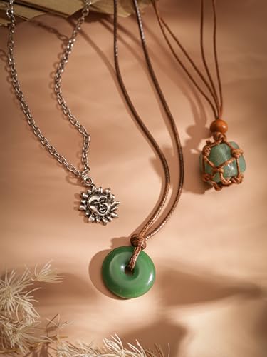 MINACHI Bohemian Retro Style Multi Layer Necklace, Green Crystal Sun and Floral Pendant, Ethnic Jewelry for Women - style: Necklace NEC.011