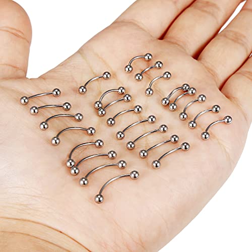 20G 16G 14G 12G Eyebrow Piercing Jewelry Surgical Steel Curved Barbell Eyebrow Ring Vertical Labret Lip Jewelry Rook Daith Earrings Piercing Jewelry for Women Men 6mm 8mm 10mm 12mm 14mm - color: 20G-Silver
