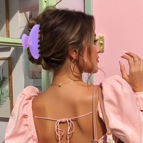 Large Hair Claw Clip Purple Hair Clips Nonslip for Women 4inch | Nonslip Celluloid Butterfly Jaw Clips, Acetate Claw Clips Strong Hold for Women,Jumbo French Hairclip for Thick Hair - color: Purple Claw Clip