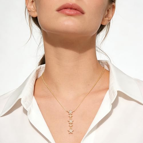 WEARON Gold Necklace for Women Gold Star Necklace 14K Gold Plated CZ Necklace Dainty Choker Charm Necklaces Hypoallergenic Trendy Jewelry for Women Gift - color: Star Y