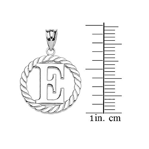 Claddagh Gold Fine 925 Sterling Silver Personalized Initial A-Z Roped Circle Charm Pendant - style: E