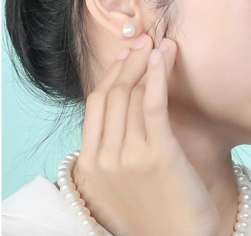 Women's Faux Pearl Earrings Set, 5 Pairs Hypoallergenic Stainless Steel Pearl Stud Earrings for Sensitive Ears
