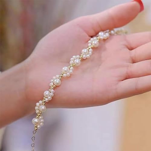Pearl Bracelets for Women Dainty Gold Pearl Stretch Stackable Bracelet Bridesmaid Wedding Jewelry Gifts Prom Wedding Guest Dress - color: B:Gold Pearl Bracelet