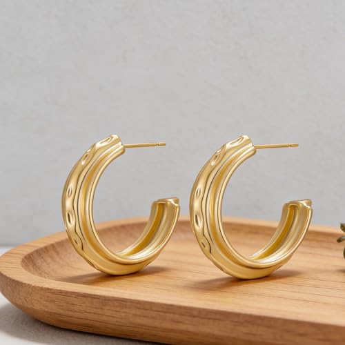 14K Gold Plated Chunky Hoop Earrings for Women Vintage Leopard Print Hoops Large Round Hoop Earrings Jewelry - style: Hoop G
