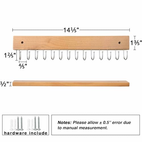 SCUNDA Wall Mounted Necklace Holder, Farmhouse Style Necklace Holder, Tangle Free Wall Jewelry Organizer with 28 Hooks(2 Packs,Natural) - color: Natural
