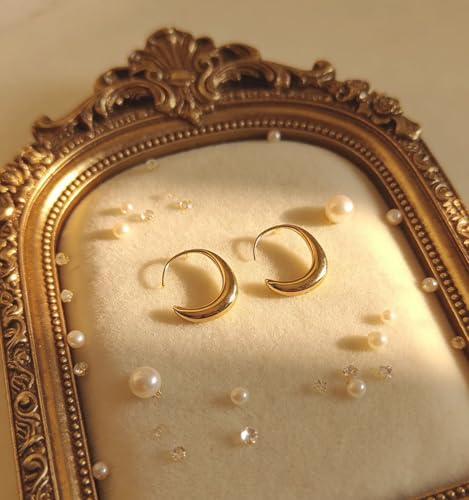 Earrings for Women, Saguine Chunky 14K Gold Plated Hoop Earrings Trendy | Chunky Earring, Big Large U-Shape Drop Twist Dangle Statement Stud Hoops Earrings, Jewelry for Women Gifts - style: Drop