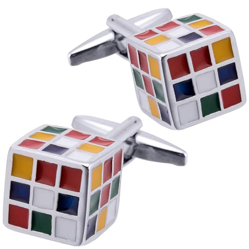 Magic Cube Men Cufflinks Jewelry In Gift Box for French Shirt Stainless Steel Classic Tuxedo Unique Business Wedding - size: 12 x 12mm (Pack of 2)