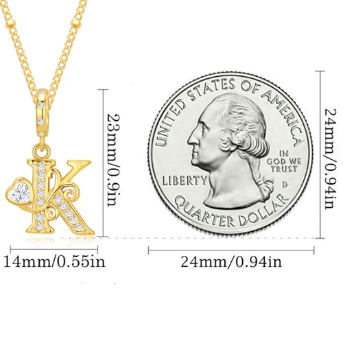TIZU Initial Necklaces for Women - Dainty 14K Gold Plated Letter Pendant Trendy Personalized Initial A-Z Necklaces Jewelry Gift - color: Gold-K