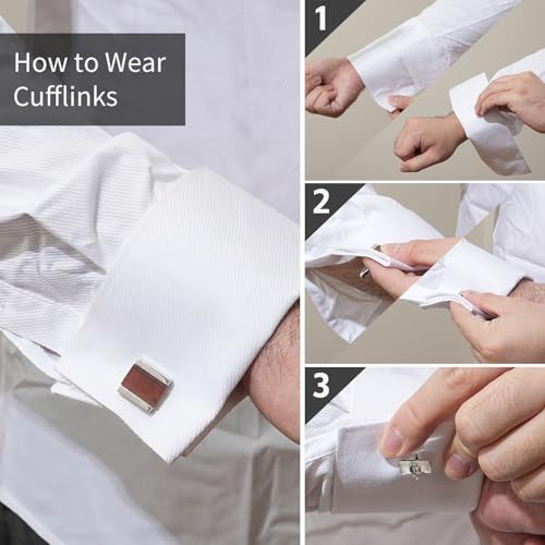 Cuff Links Mens Cufflinks Wood Inlay - Rectangular Brass Cuff Links with Gunmetal Finish, 3-Layer Electroplating, Unique Wood Grain Shirt Accessories for Business Wedding Tuxedo, Durable & Anti-Fade Jewelry Gift - color: Silver/Wood