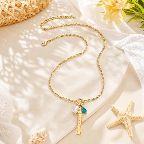 YUJIE Dainty Fish Pendant Necklace for Women 14k Gold Plated Ocean Fish Charm Necklace Summer - color: sardine