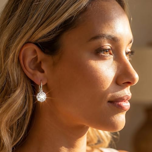 14K Gold & Silver Plated Trendy Bezel Set Cubic Zirconia Drop Earrings Minimalist Teardrop Hook Earrings for Women Diamond Crystal Charm Statement Teardrop Earrings Jewelry Gifts - color: Silver-Round zircon