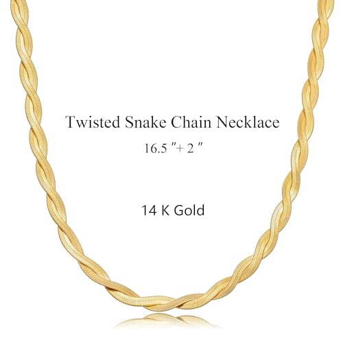 Moodear Gold Necklace for Women 14K Gold Plated Chain Necklace | Gold Chunky Necklace, Dainty Cuban Link Paperclip Chain Layered Necklace, Trendy Fashion Gift for Women Daily Wear - style: Snake Chain