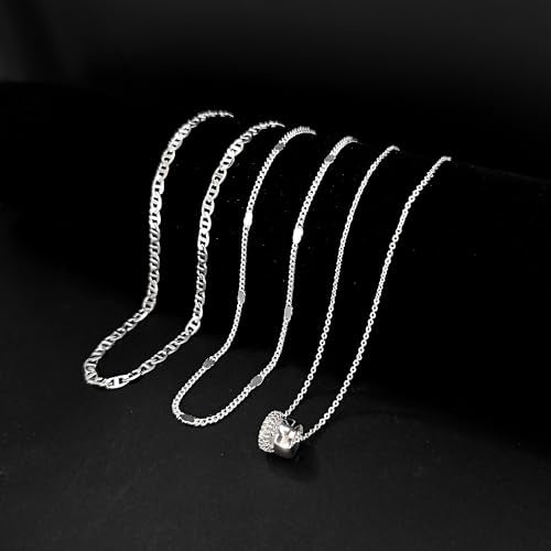 Airmb Gold Layered Necklaces for Women 14k Gold Plated Dainty Stackable Choker Necklaces for Women Trendy Layering Chain Cute Pendant Necklace Set Gold Jewelry for Women - color: 3PS-Two Rondelle-Silver
