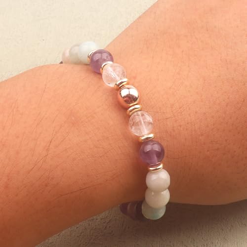 KSQS Healing Stone Bead Bracelet for Women, Natural Gemstones Balance Protection Bracelet, Spiritual Crystal Beads Bracelet Anxiety Relief with Meaning Card - color: Emotional Healing