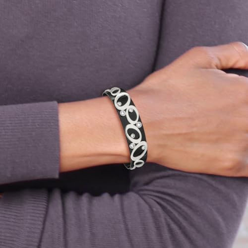 Chisel Crystal Cuff Bangle in Stainless Steel, 15mm