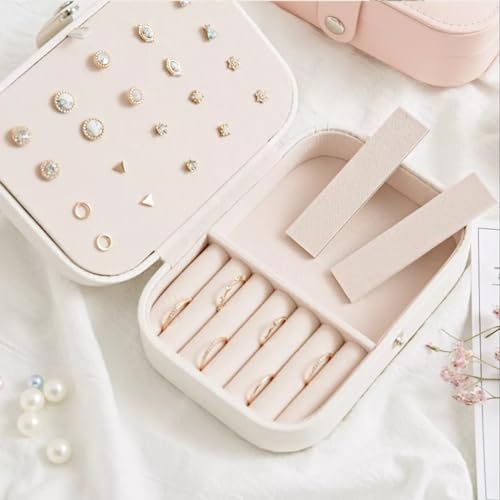 Personalized Jewelry Box Gifts for Women Custom Travel Jewelry Case Organization Leather Customized Birthday Anniversary Bridesmaid Gifts - color: 005-White-Big Heart