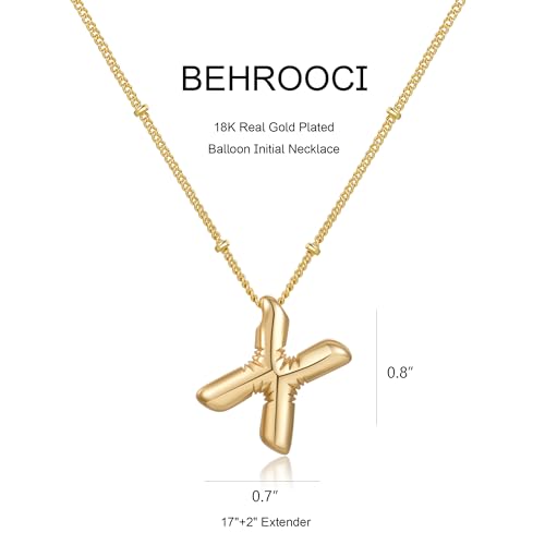 Gold Bubble Initial Necklace for Women Balloon Letter Necklace 18K Gold Plated Dainty Alphabet Pendant Puffy Name Personal Necklace - color: X