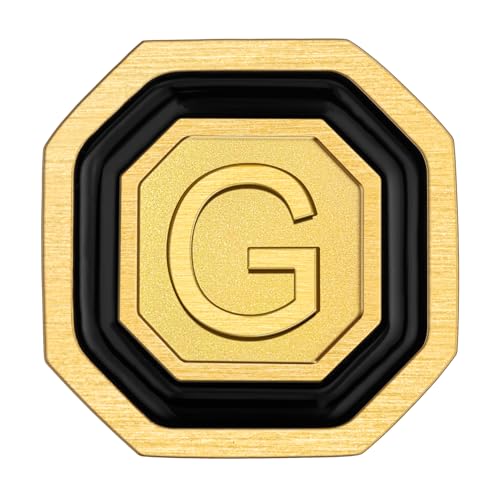 AMITER 18K Gold Plated Initial Cufflinks, Mens Cuff Links for Business Wedding Shirts Studs Suit Accessories - Gift for Groom Husband Father - style: G