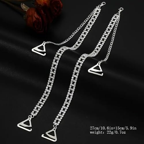 Rhinestones Bra Shoulder Straps Non-Slip Dress Bra Shoulder Crystal Dress Accessories Jewelry Summer Body Chain for Women