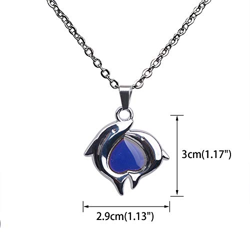 FM FM42 Temperature Sensing Color Changing Pendant Necklace with 19.29" Stainless Steel Rolo Chain - color: Dolphin
