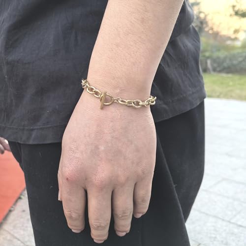 kelistom 925 Sterling Silver Bracelets for Women Teens, Love Heart Charm Chain Bracelet Bangle Fashion Jewelry Gifts - color: link braclet-OT 14K gold