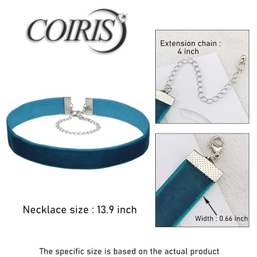 Velvet Choker Necklace for Women Goth Halloween Y2K Ribbon Collar Set - color: Cyan Blue-0.6''-20pcs