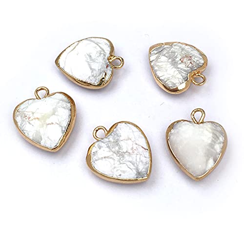 QSLLER 8 PCS Heart Shaped Natural Stone Pendants Healing Chakra Reiki Love Stone Charm Bulk for Jewelry Making - color: Mixed Colors