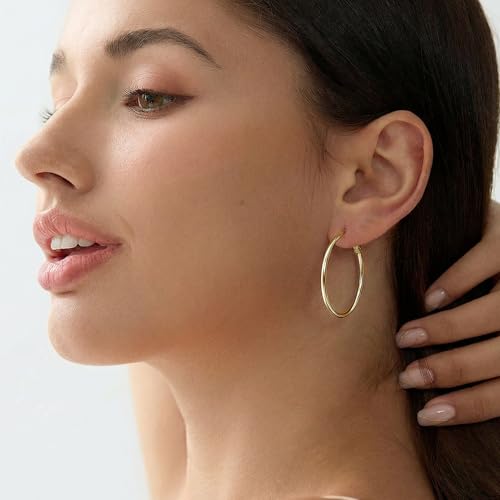 4/5/6 Pairs Gold Hoop Earrings for Women, Hypoallergenic Silver Gold Plated Stainless Steel Huggie Hoop Earrings Set Trendy Jewelry Gifts Lightweight 30/40/50/60/70MM - color: 6 Pairs gold silver Plated Hoop Earrings-40/50/60