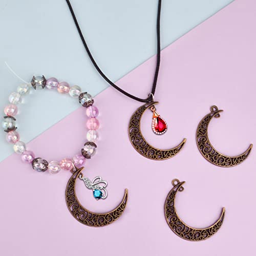 40pcs Hollow Moon Charms Luna Crescent Symbol Pendants Tibetan Alloy Filigree Celestial Charms for DIY Earrings Necklace Bracelet Jewelry Making, Antique Bronze - color: Bronze