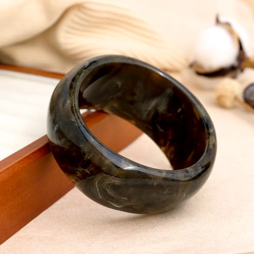 Chunky Resin Wide Bangle Bracelets for Women, Trendy Statement Minimalist Acrylic Bracelet Prom Holiday Jewelry Gift - color: Black