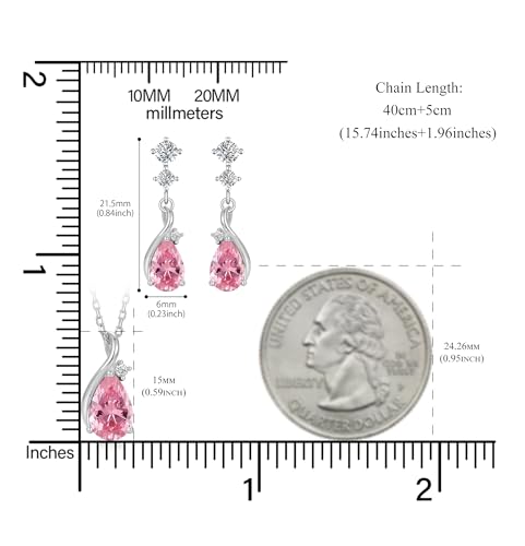 immobird 925 Sterling Silver Infinity Birthstone Jewelry Set Teardrop | Birthstone Necklace and Earring Set, Small Pear-shape Pendant, Drop Earring, Timeless Gift for Her, Daily Wear, Nice Gift Box - color: 10-Oct.