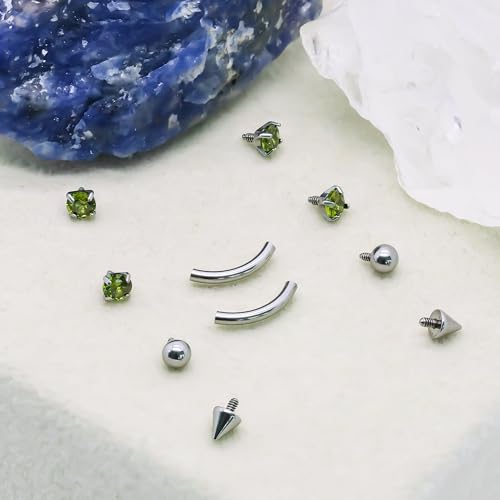 16G Eyebrow Piercing Jewelry Surgical Steel Internal Thread Curved Barbell Tiny Eyebrow Ring Vertical Labret Lip Jewelry Ear Rook Small Christmas Belly Button Ring for Women Men - color: green