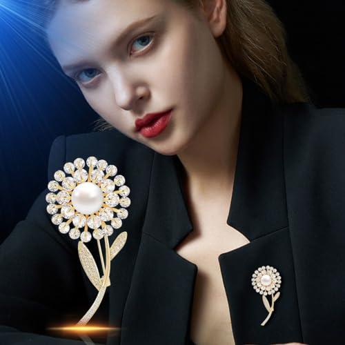 Brooches and Pins for Women Elegant Flower Pearl Brooches Costume Broches Jewelry Lady Christmas Pin for Women - style: GD-1163