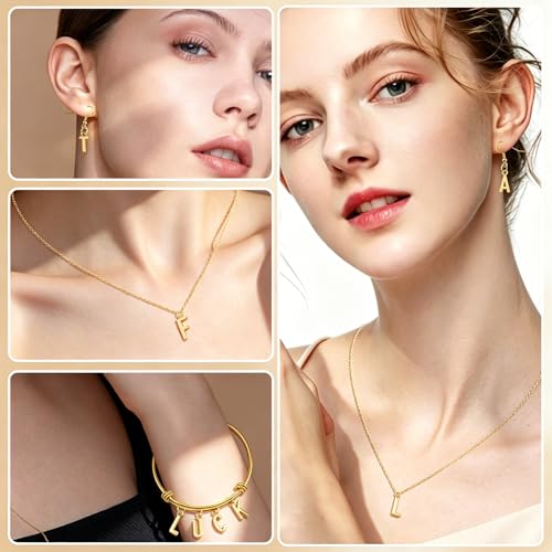 Gold Charms for Jewelry Making | Includes 156 Letter Initial, 30 Charms & 200 Jump Rings for Keychains, Bracelets, Necklaces, Earrings, DIY Crafts - color: Gold Charm Set