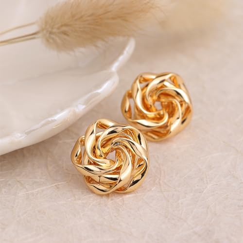 Jean Beau Chunky Gold Stud Earrings for Women Trendy Gold Plated Dangle Drop Prom Birthday Fashion Office Jewelry Gift - color: Rose