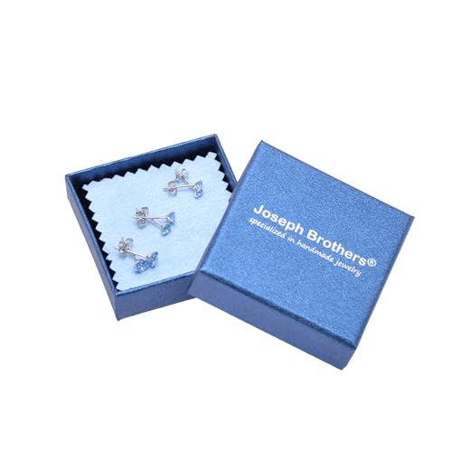 3 Pairs Color Zirconia Earrings Studs, Sterling Silver Studs Earrings Set 3MM 4MM 5MM - color: Blue