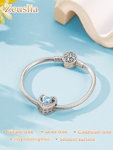 Heart Birthstone Charms for Bracelets, 925 Sterling Silver Women Bead Charms for Charm Bracelets Necklace, Mother's Day Birthday Anniversary Jewelry Gifts for Wife Mom Grandma Daughter - style: Bead - Dec - Topaz
