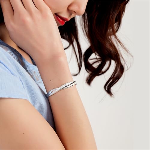 925 Sterling Silver Bangles For Women Handmade Silver Bangles Open Adjustable Bangle Bracelets For Women Silver Open Cuff Bracelets Stackable Wrap Bangles Festival Jewelry Gifts - color: Style 09