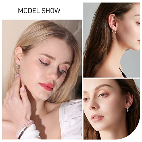 PABBEU 925 Sterling Silver Small Hoop Earrings Set for Women Hypoallergenic | 3Pairs Cubic Zirconia Small Huggie Hoop Earrings Set 13/15/20mm,Nickel-Free Lightweight Comfortable Sleeper Earrings Gift Set - color: 13/15/20mm M Silver
