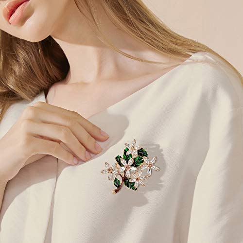 Merdia Bouquet Brooch Pin Green Leaves Flower Brooches Plant Brooch for Women, Girls