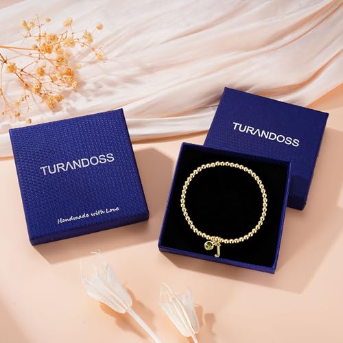 Birthstone Initial Beaded Bracelets for Women - Dainty 14K Gold Plated 12 Months Birthstone Charm Letter A-Z Bracelet Trendy Personalized Birthday Jewelry Gifts for Women Teen Girls - color: Jan-Garnet, style: B