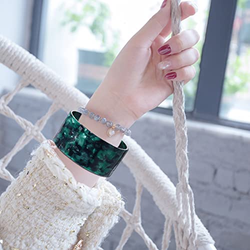 FAERLIIRY Cuff Bracelet for Women Acrylic Resin Bracelets Statement Bangle Bracelet Adjustable Bracelet Wide Chunky Bracelets for Women - color: Green